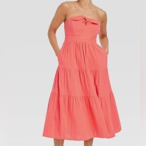 UNIVERSAL THREAD- strapless, sundress, Red Textured Blouse